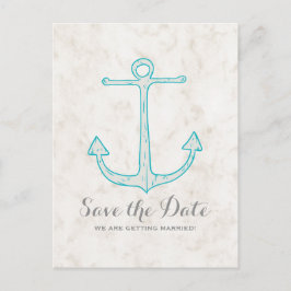 Tarjeta postal de anuncio de boda con ancla rústic