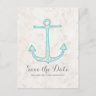Tarjeta postal de anuncio de boda con ancla rústic