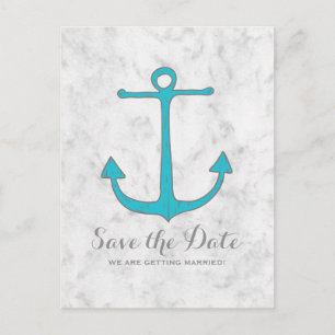 Tarjeta postal de anuncio de boda con ancla rústic