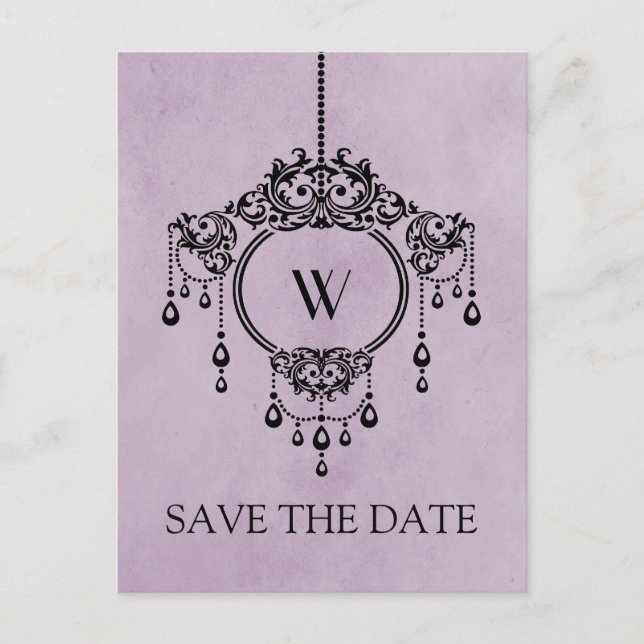 Tarjeta postal de anuncio de boda con candelabro v (Anverso)
