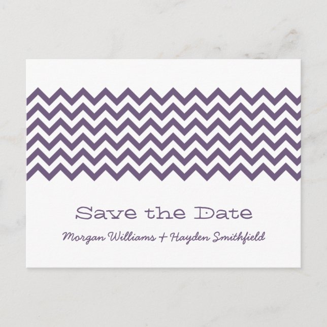 Tarjeta postal de anuncio de boda con Chevron Simp (Anverso)