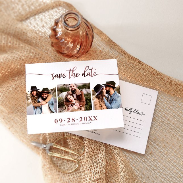 Tarjeta Postal de Anuncio de Boda con Collage de 3 (Subido por el creador)