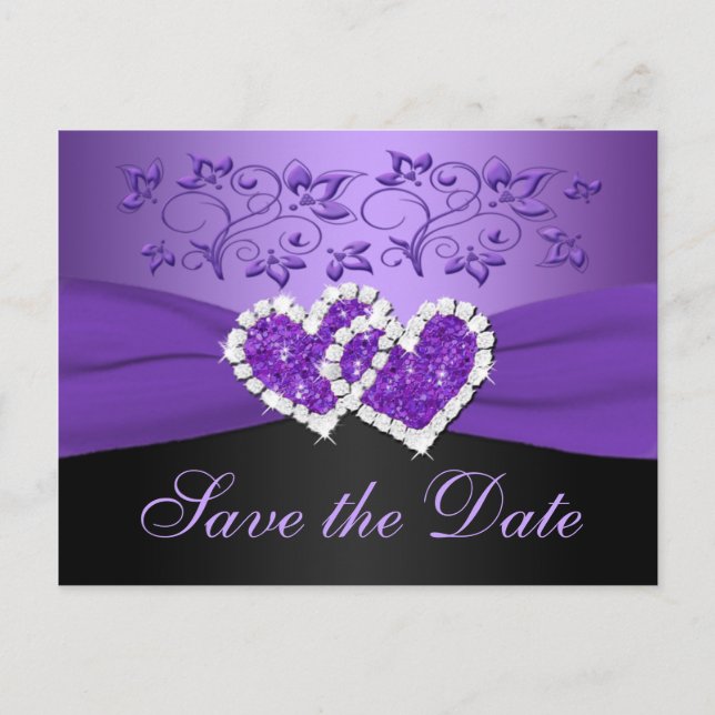 Tarjeta Postal de Anuncio de Boda con Corazones Fl (Anverso)