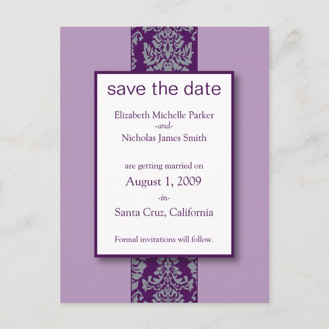 Tarjeta postal de anuncio de boda con diseño damas (Anverso)