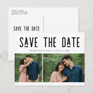 Tarjeta Postal de Anuncio de Boda con Dos Fotos Mo