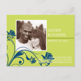 Tarjeta Postal de Anuncio de Boda con Flores Funky