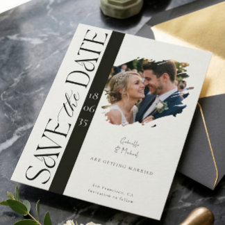 Tarjeta Postal de Anuncio de Boda con Foto Moderna