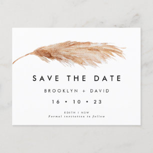 Tarjeta Postal de Anuncio de Boda con Hierba de Pa