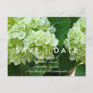 Tarjeta postal de anuncio de boda con hortensia ve