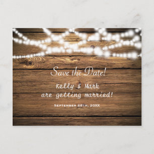 Tarjeta Postal de Anuncio de Boda con Luces de Cue