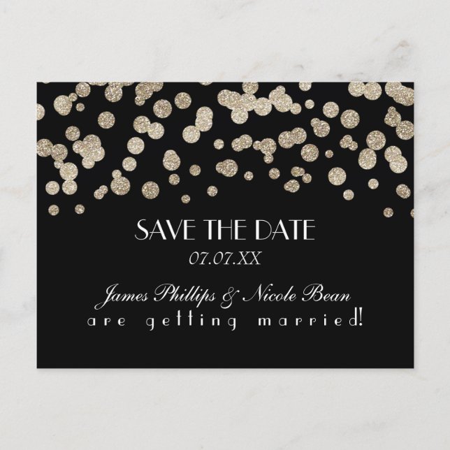 Tarjeta Postal de Anuncio de Boda con Lunares Bril (Anverso)