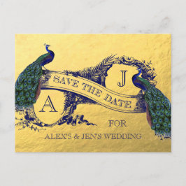 Tarjeta Postal de Anuncio de Boda con Pavoreal de