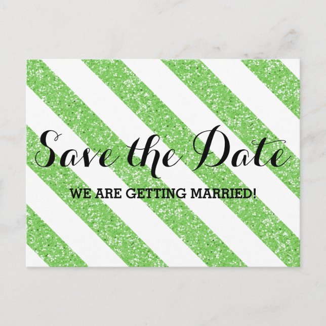 Tarjeta postal de anuncio de boda con rayas de bri (Anverso)