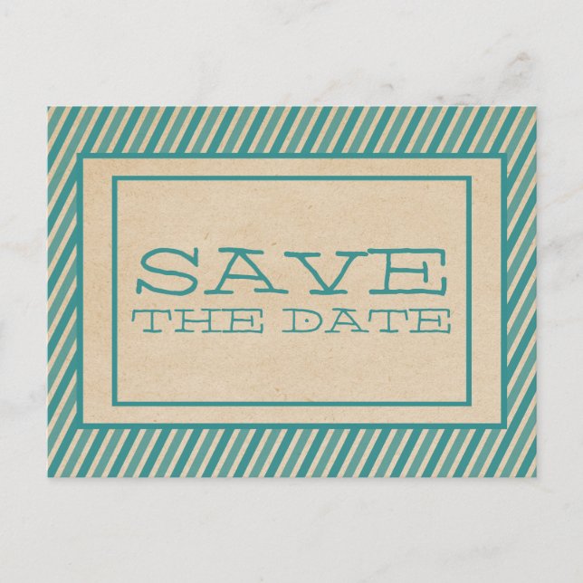 Tarjeta postal de anuncio de boda con rayas modern (Anverso)