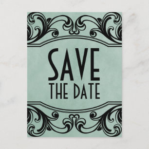 Tarjeta postal de anuncio de boda con remolinos vi