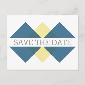 Tarjeta postal de anuncio de boda con triada geomé