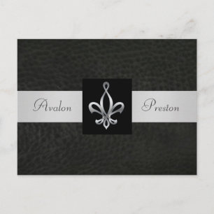 Tarjeta Postal de Anuncio de Boda de Cuero Negro F