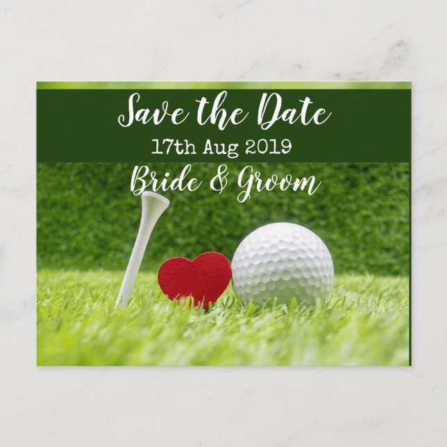 Tarjeta postal de anuncio de boda de Golf para gua (Anverso)