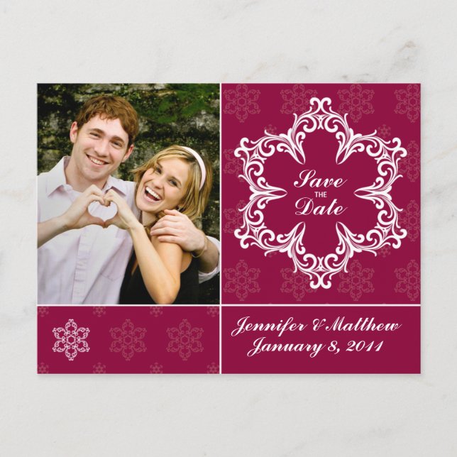 Tarjeta Postal de Anuncio de Boda de Invierno - Cr (Anverso)