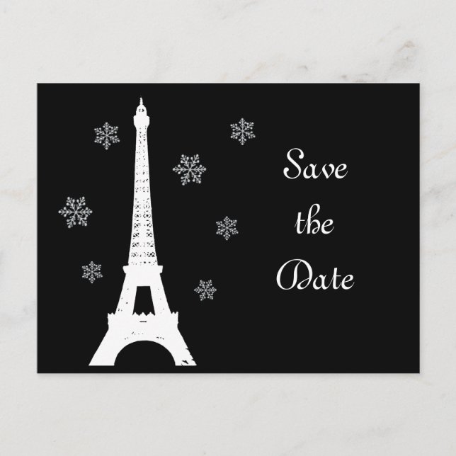 Tarjeta Postal de Anuncio de Boda de Invierno en P (Anverso)