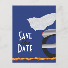 Tarjeta Postal de Anuncio de Boda de Motera con Ch