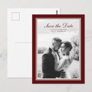 Tarjeta Postal de Anuncio de Boda de Otoño Burgund