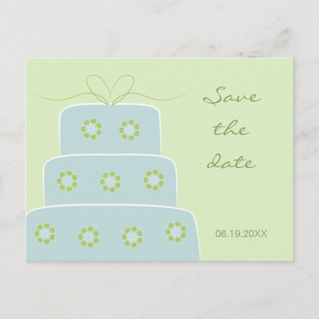 Tarjeta Postal de Anuncio de Boda de Pastel de Bod (Anverso)