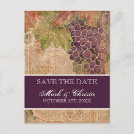 Tarjeta Postal de Anuncio de Boda de Viñedo de Uva
