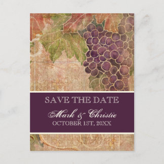 Tarjeta Postal de Anuncio de Boda de Viñedo de Uva