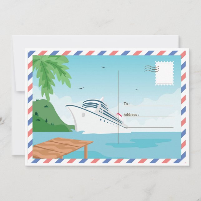 Tarjeta Postal de Anuncio de Boda desde Crucero (Anverso)