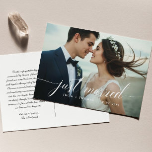 Tarjeta Postal de Anuncio de Boda Doble Recién Cas