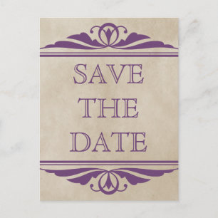 Tarjeta postal de anuncio de boda Elegant Deco Mor