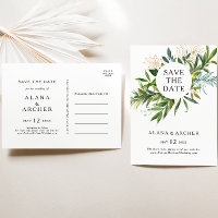 Tarjeta Postal de Anuncio de Boda Elegante con Oli