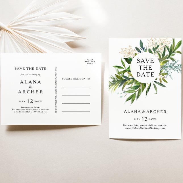 Tarjeta Postal de Anuncio de Boda Elegante con Oli (Subido por el creador)