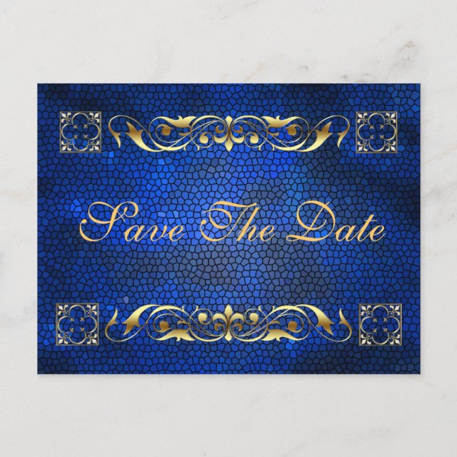 Tarjeta Postal de Anuncio de Boda Emperador Azul (Anverso)
