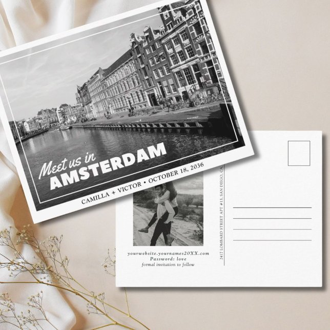 Tarjeta Postal de Anuncio de Boda en Ámsterdam (Amsterdam Wedding Save the Date)