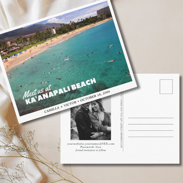 Tarjeta postal de anuncio de boda en Ka'anapali Be (Ka'anapali Beach wedding
)