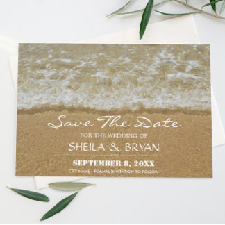 Tarjeta Postal de Anuncio de Boda en la Playa del