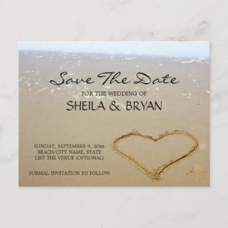 Tarjeta Postal de Anuncio de Boda en la Playa del 