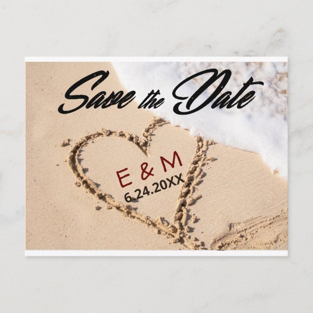 Tarjeta Postal de Anuncio de Boda en la Playa Pers (Anverso)