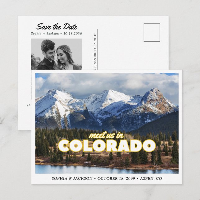 Tarjeta Postal de Anuncio de Boda en Montañas de C (Anverso / Reverso)