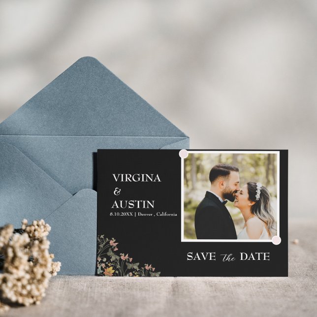 Tarjeta Postal de Anuncio de Boda en Negro (Subido por el creador)
