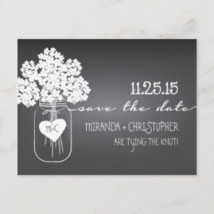 Tarjeta postal de anuncio de boda en pizarra de fr