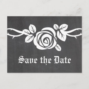 Tarjeta postal de anuncio de boda en tiza marfil c