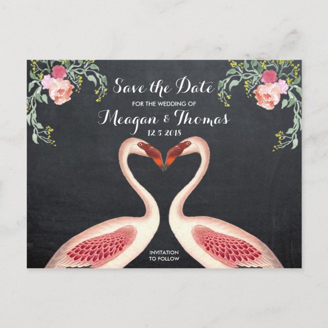 Tarjeta postal de anuncio de boda estilo pizarra c (Anverso)