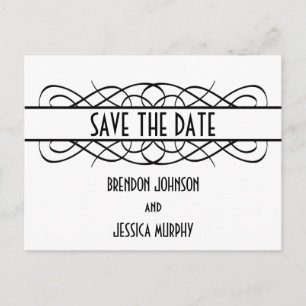 Tarjeta postal de anuncio de boda Ivory Deco Flour