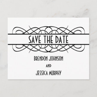 Tarjeta postal de anuncio de boda Ivory Deco Flour