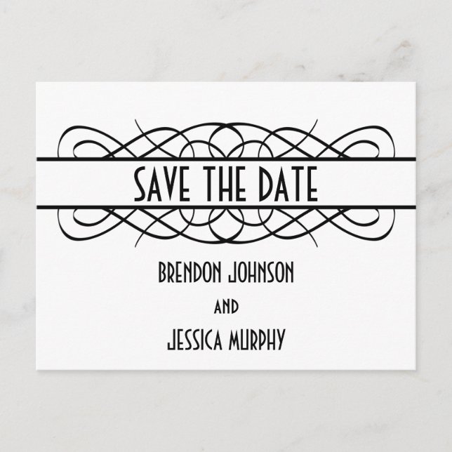 Tarjeta postal de anuncio de boda Ivory Deco Flour (Anverso)