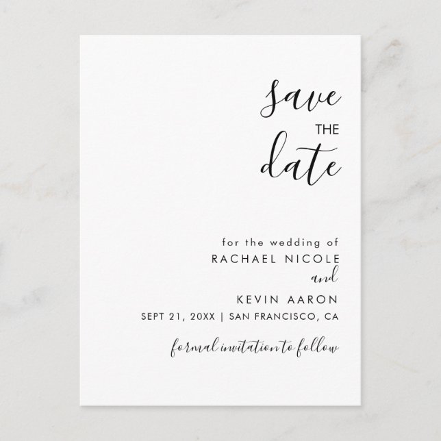 Tarjeta Postal de Anuncio de Boda Minimalista Mode (Anverso)