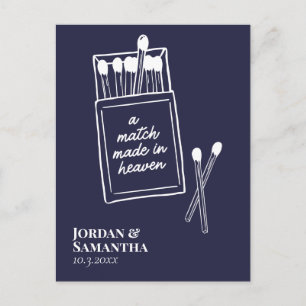 Tarjeta postal de anuncio de boda Navy Match Made